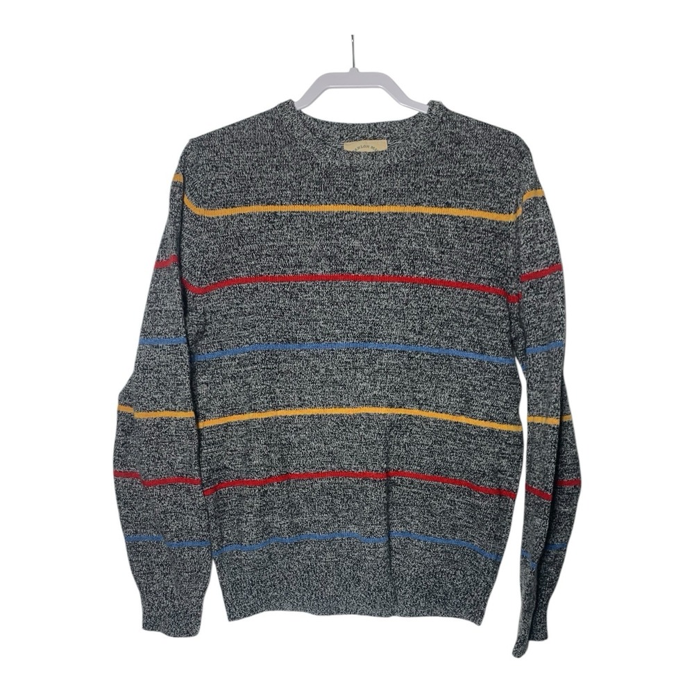 O'Hanlon Mills Mens Lambswool Blend Sweater Size Large Gray Striped Preppy